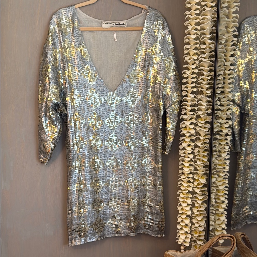 Jen’s Pirate Booty for Free People Silver and Gold Sequin Dress